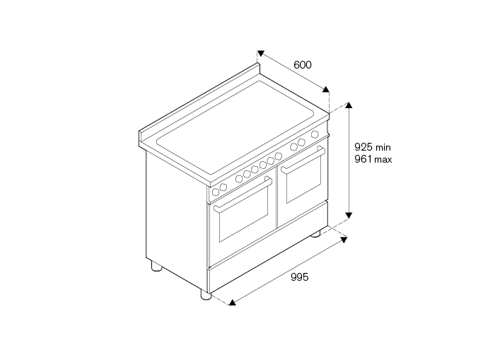 100 cm induction, double four électrique